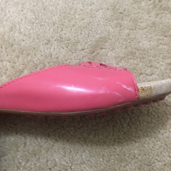 Lands End Patent Leather Slip On Mules Peep Toe Burlap Footbed Rubber Sole 8M - Picture 9 of 10